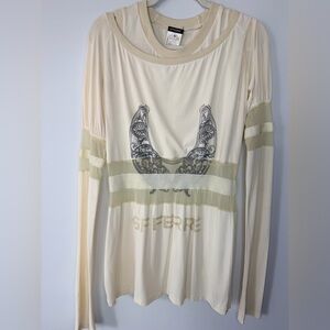 Vintage GF Ferré Sheer Panel Top Made in Italy | Designer Long Sleeve | Size M